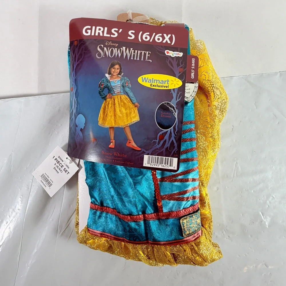 Disney Snow White Girls Costume Dress Size S 6 6X Disguise Halloween NWT